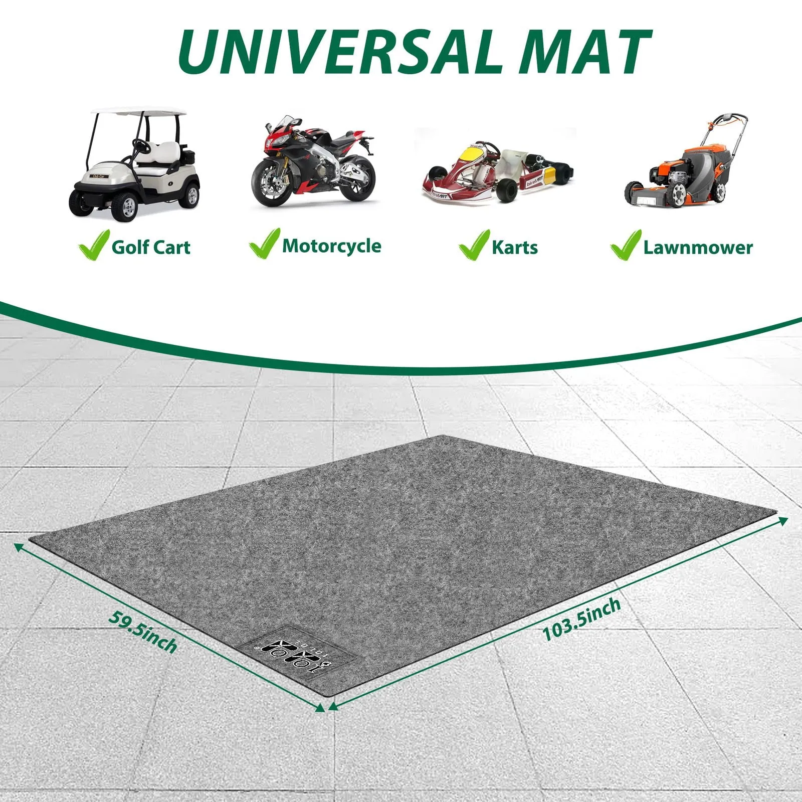 10L0L Golf Cart Premium Garage Floor Mat-Waterproof Anti-Slip Thickened Mat for Golf Cart Motorcycle Mower ATV UTV Parking Mat-106'' x 59''