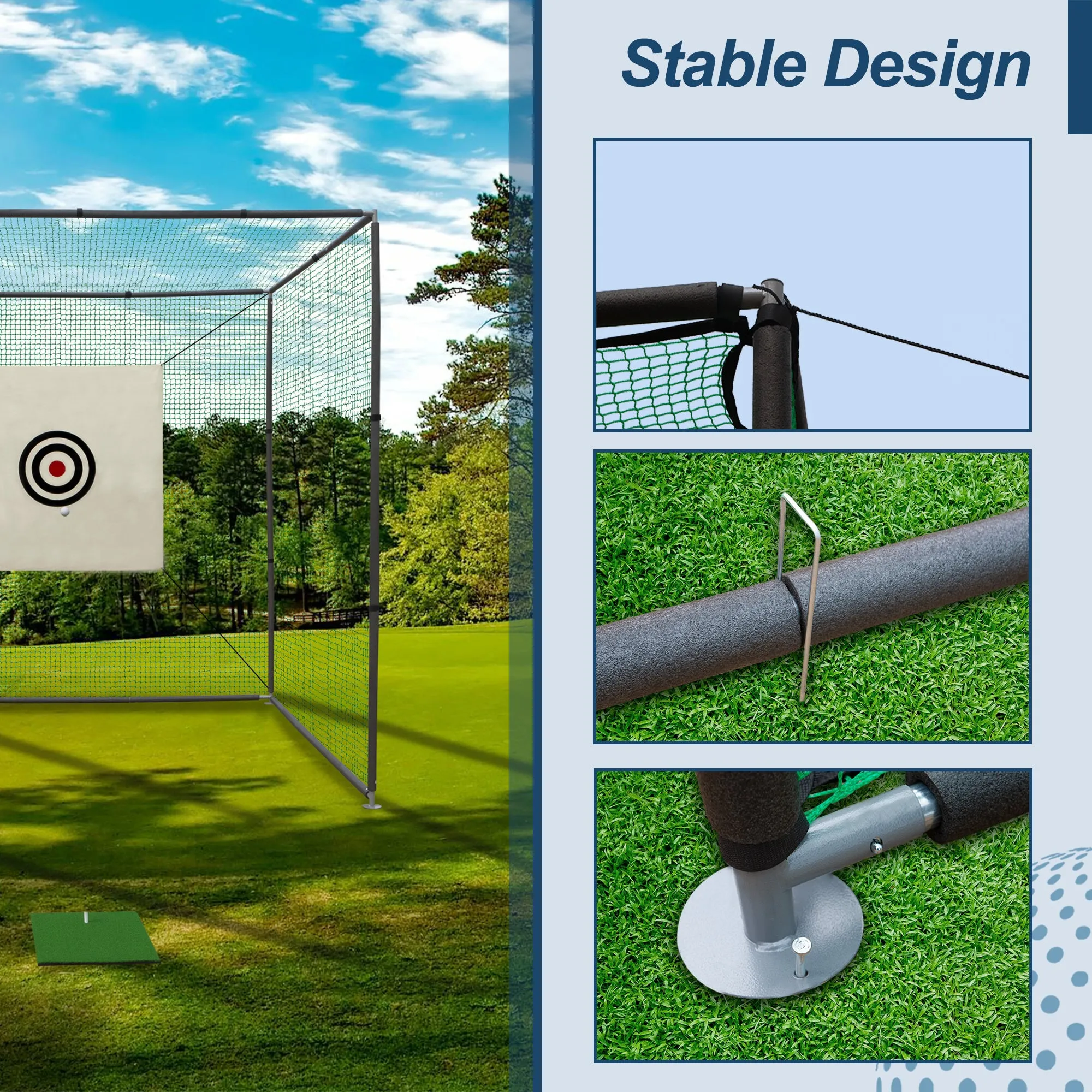 10X10ftX10ft Portable Golf Practice Cage Net - Durable & Easy Setup, Indoor/Outdoor