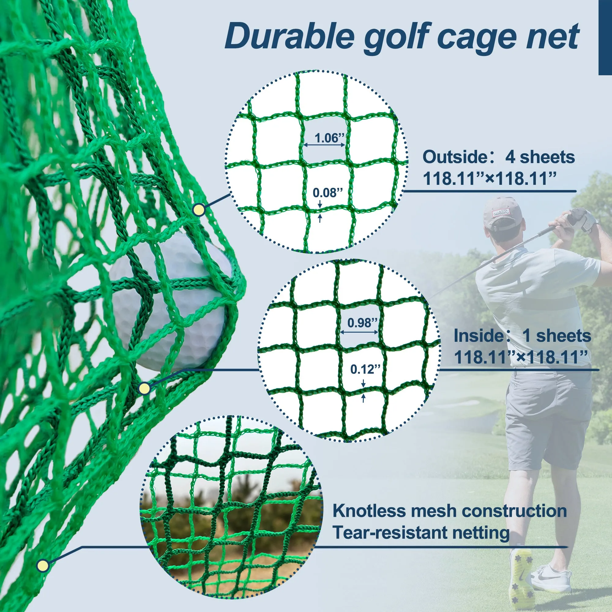 10X10ftX10ft Portable Golf Practice Cage Net - Durable & Easy Setup, Indoor/Outdoor