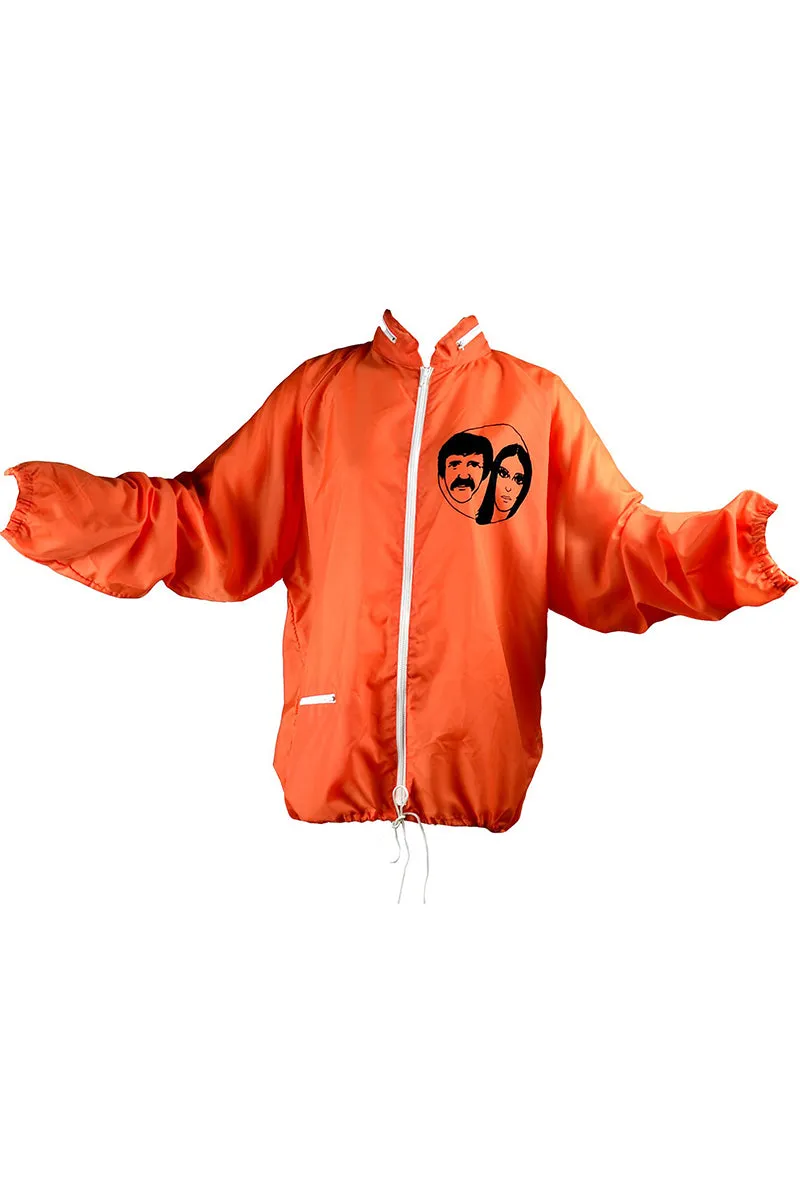 1971 Sonny and Cher Comedy Hour Orange Nylon Jacket w Hood