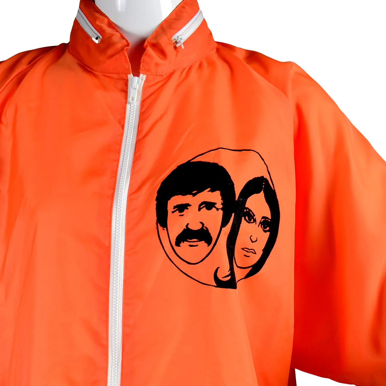 1971 Sonny and Cher Comedy Hour Orange Nylon Jacket w Hood