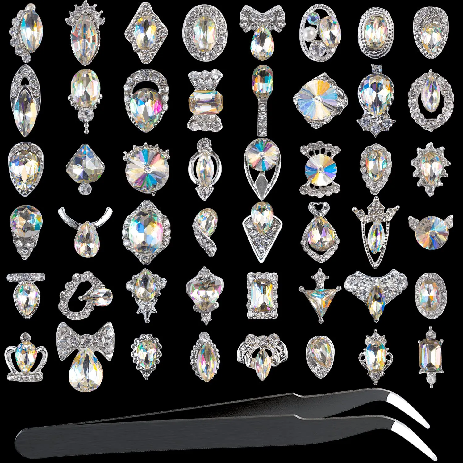 5000Pcs Ultra Mini 1.2mm Diamond DIY Glass Sand Rhinestones Beads Iridescent Crystals Long Lasting AB Shine Like Swarovski for Nail Art DIY Crafts& Nail Beauty Makeup (Gel Glue Not Included)