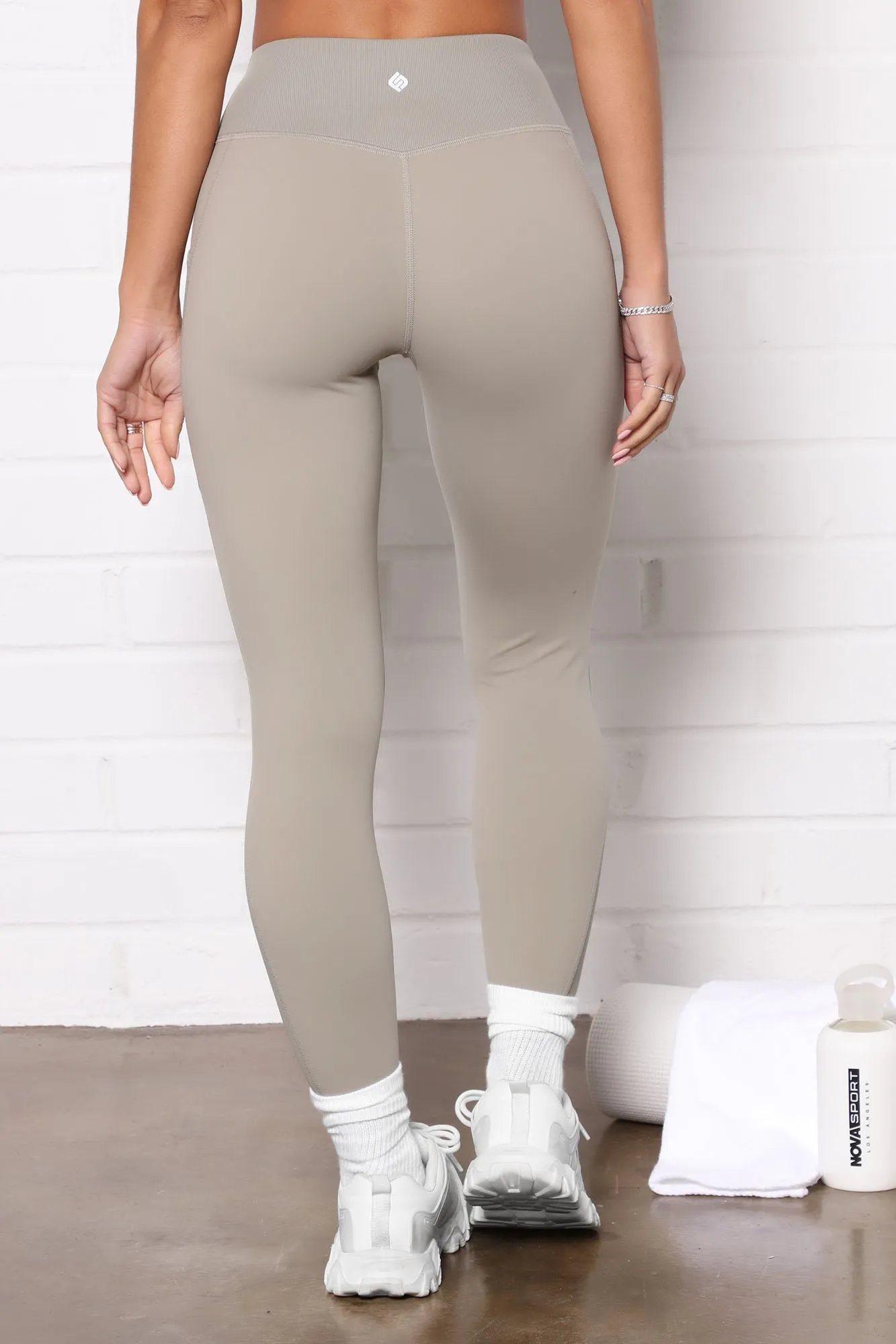 After Cardio Ribbed Active Leggings In Power Flex - Light Army