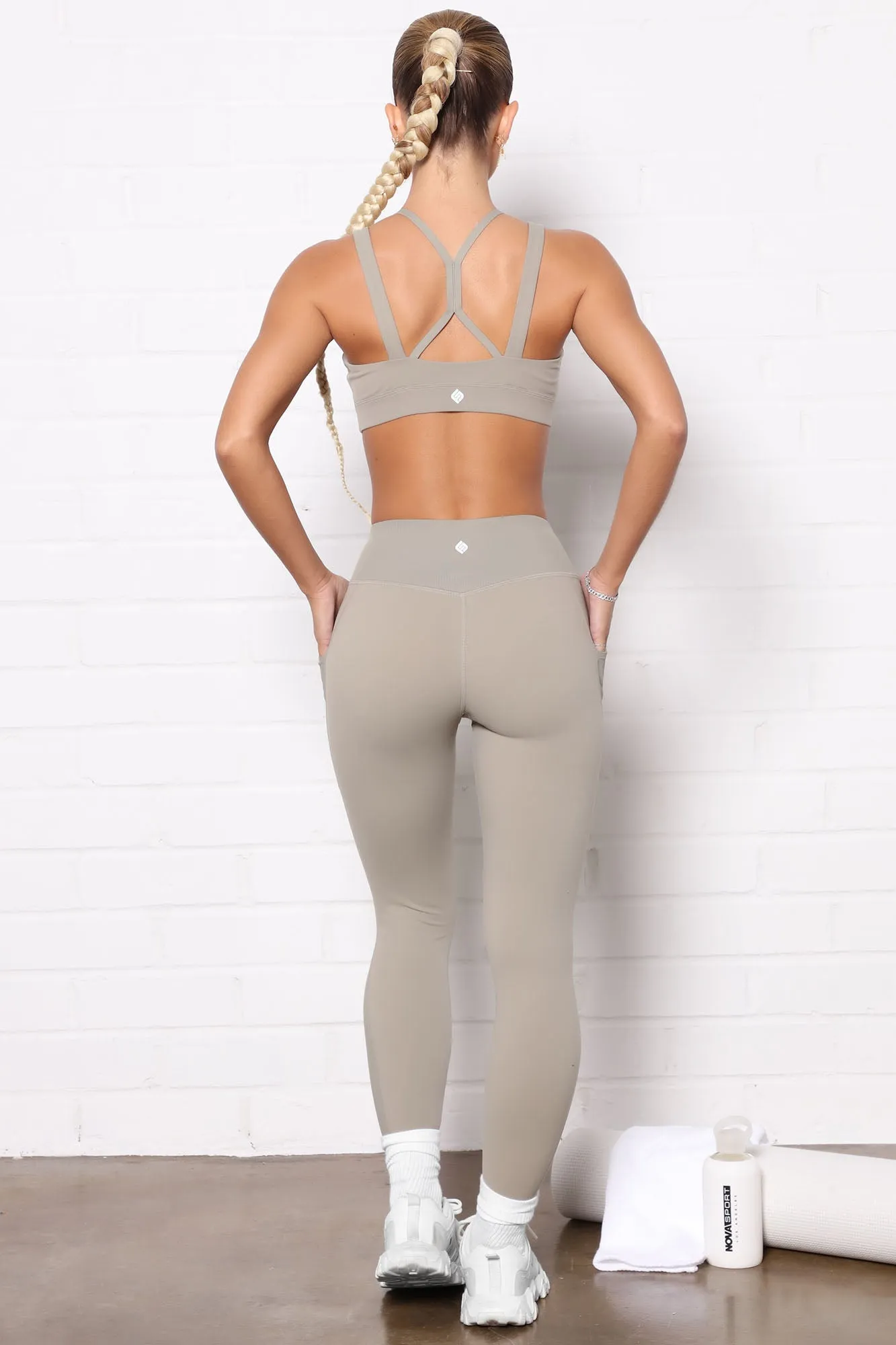 After Cardio Ribbed Active Leggings In Power Flex - Light Army