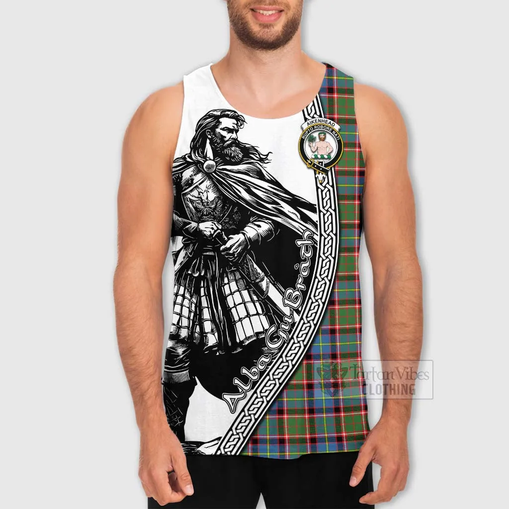 Aikenhead Tartan Clan Crest Men's Tank Top with Highlander Warrior Celtic Style