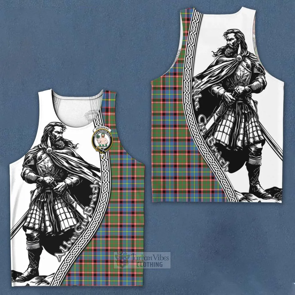 Aikenhead Tartan Clan Crest Men's Tank Top with Highlander Warrior Celtic Style