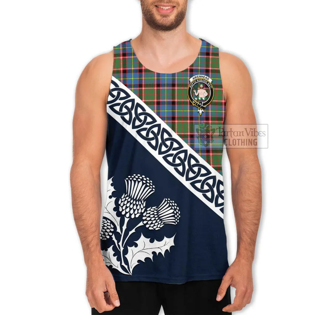 Aikenhead Tartan Men's Tank Top Featuring Thistle and Scotland Map