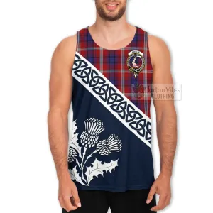 Ainslie Tartan Men's Tank Top Featuring Thistle and Scotland Map