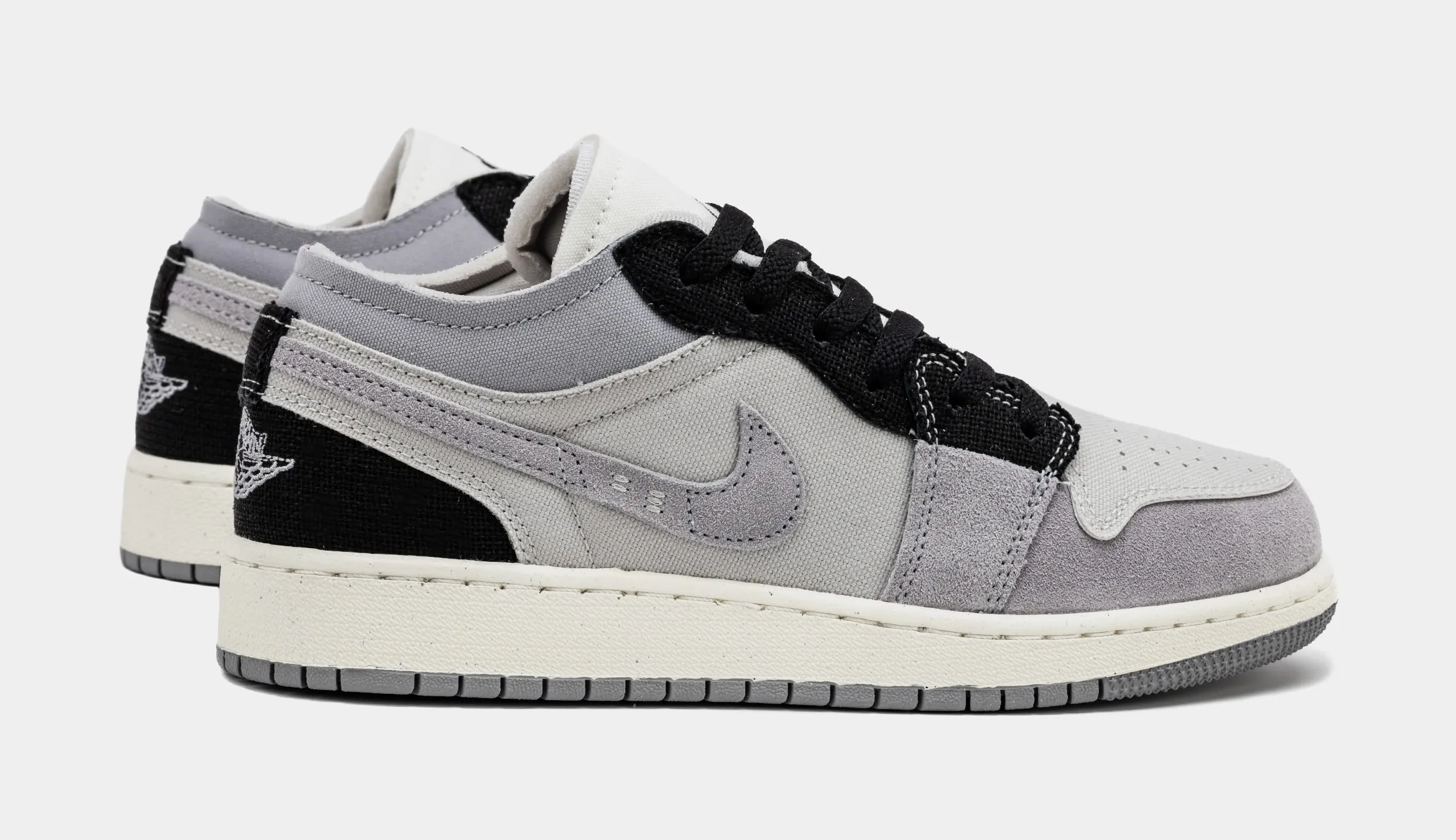 Air Jordan 1 Retro Low Craft Cement Grey Grade School Lifestyle Shoes (Tech Grey/Black)