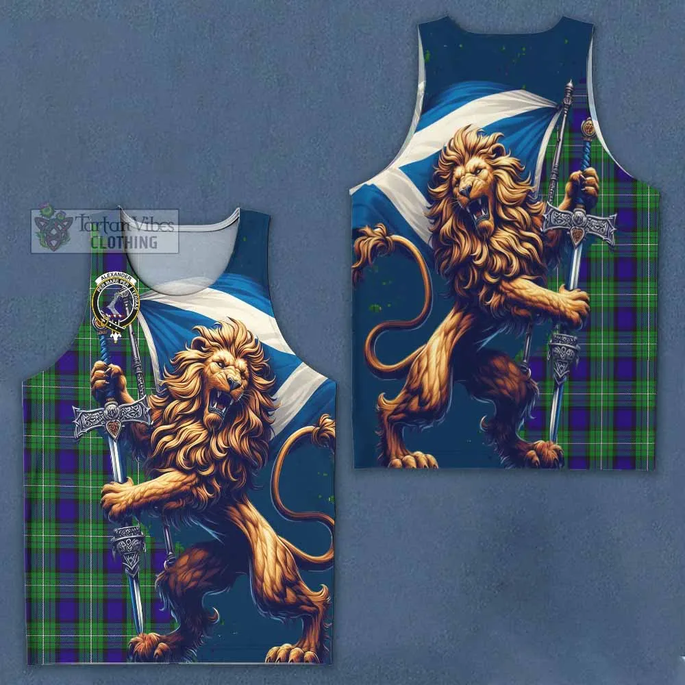 Alexander Tartan Family Crest Men's Tank Top with Scottish Majestic Lion