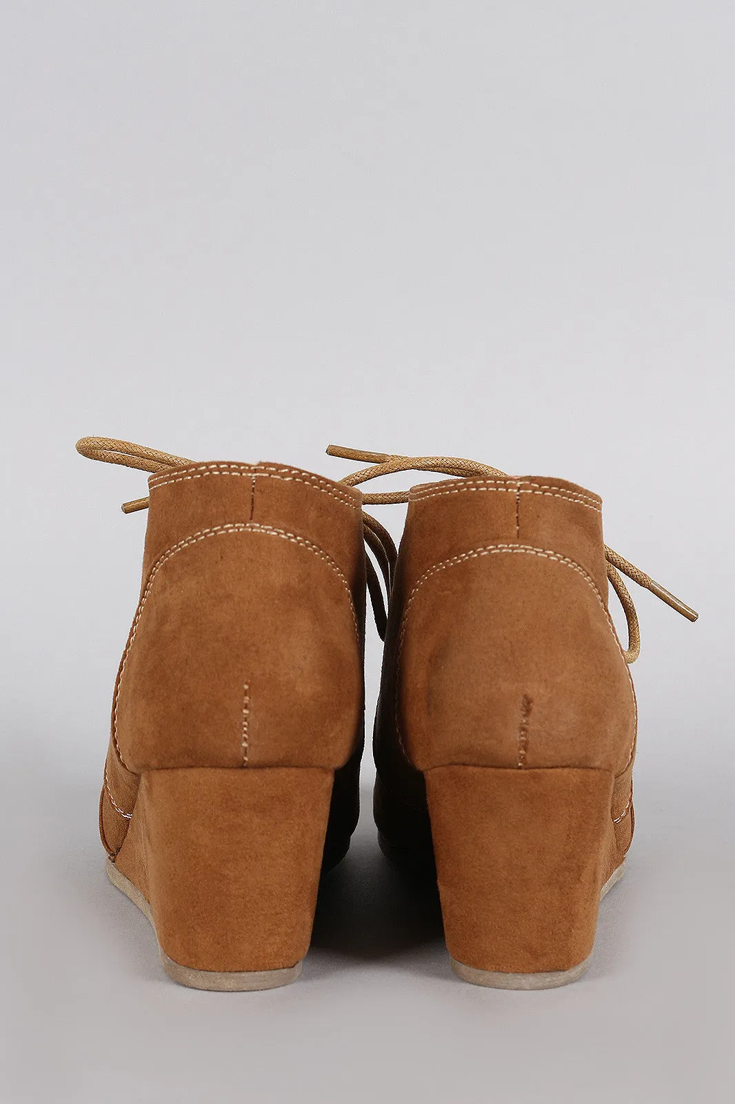 Bamboo Patch Work Wedge Booties