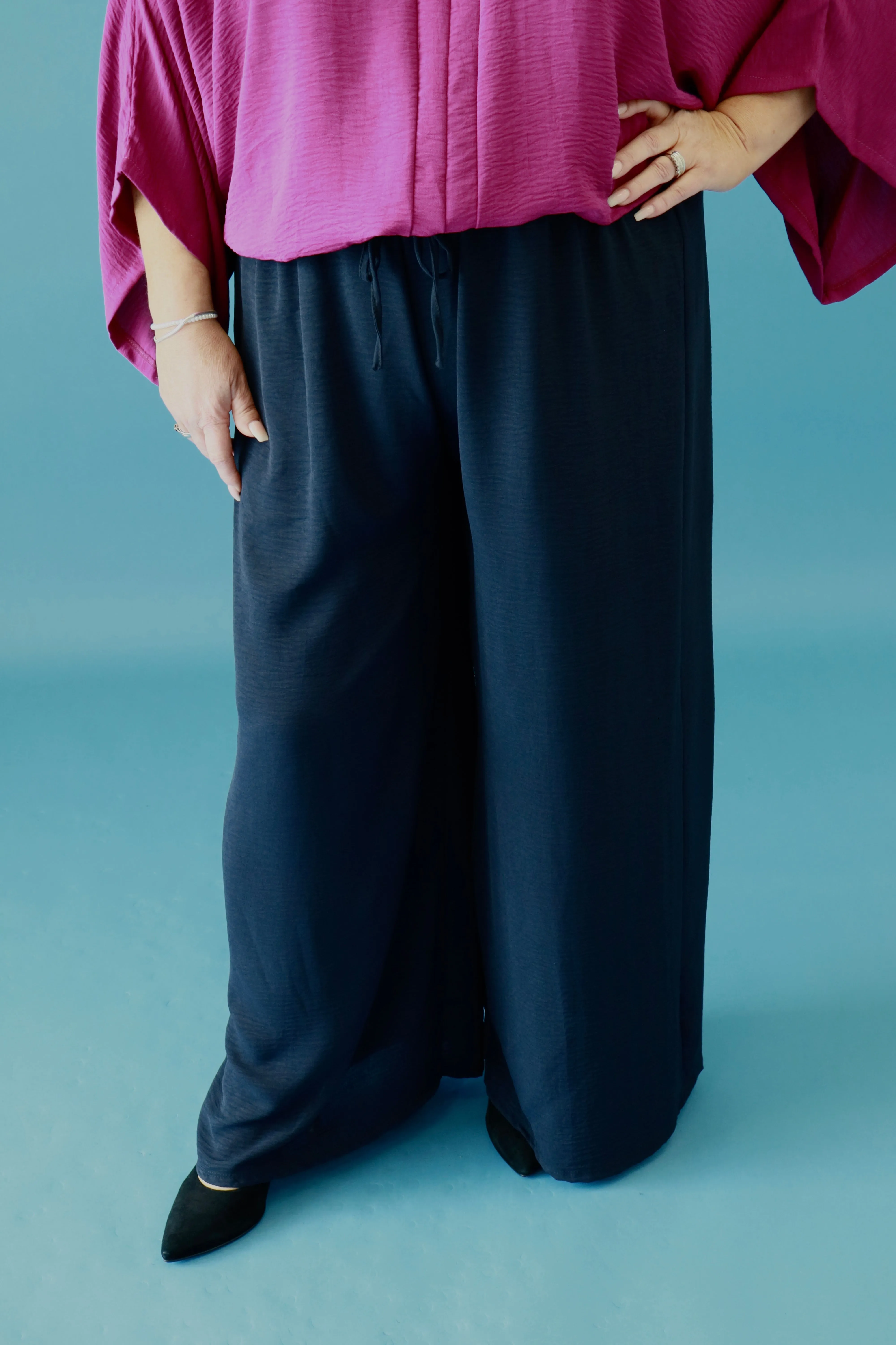 Bella Wide Leg Trousers in Navy