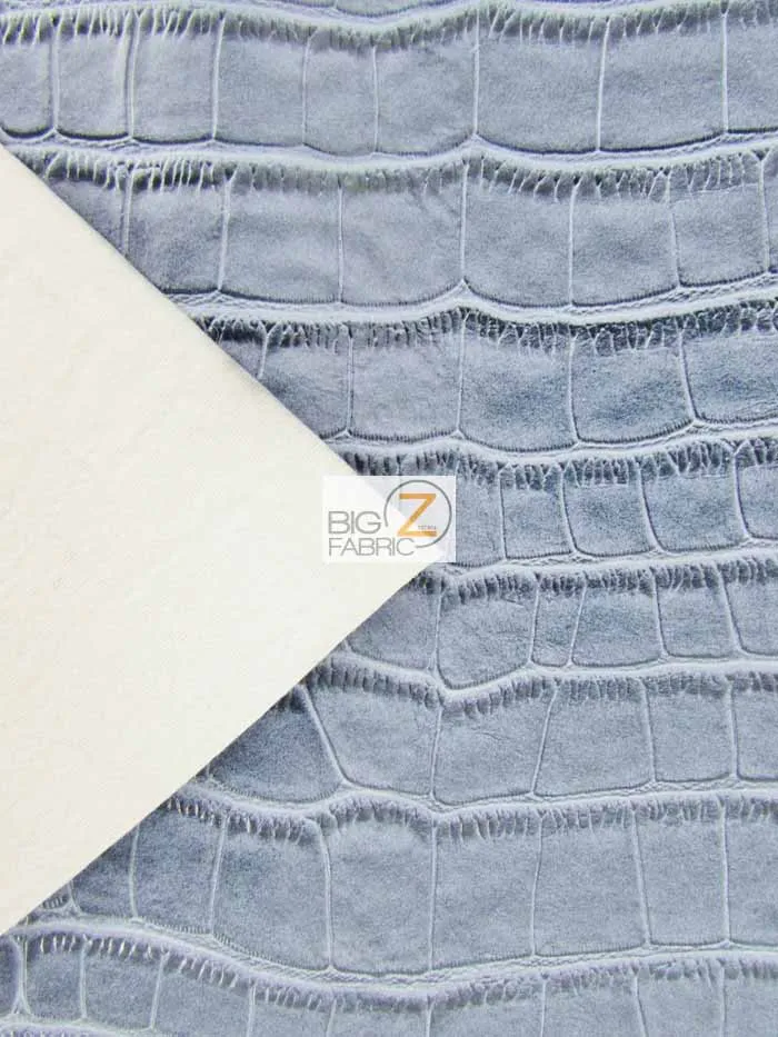 Big Nile Crocodile Faux Fake Leather Vinyl Fabric / Glossy Aquamarine Blue / By The Roll - 30 Yards