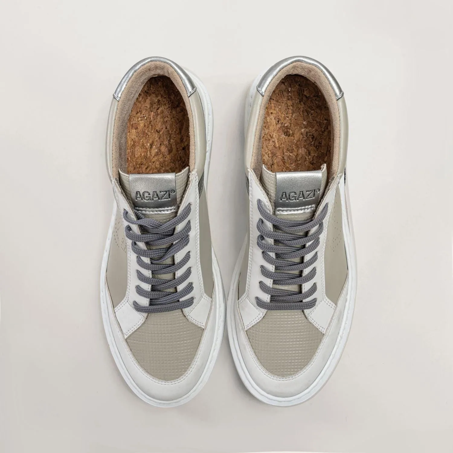 Blanka Women's Apple & Corn Leather Vegan Sneakers | Grey & White