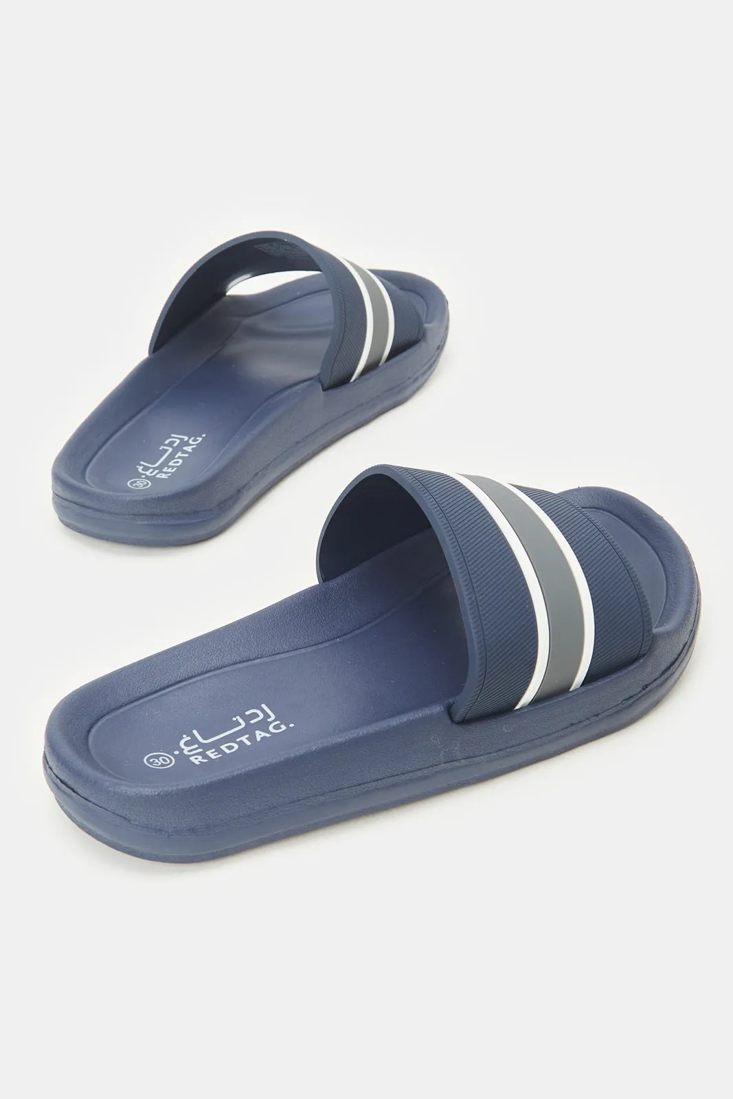 Boys Navy Striped Slide