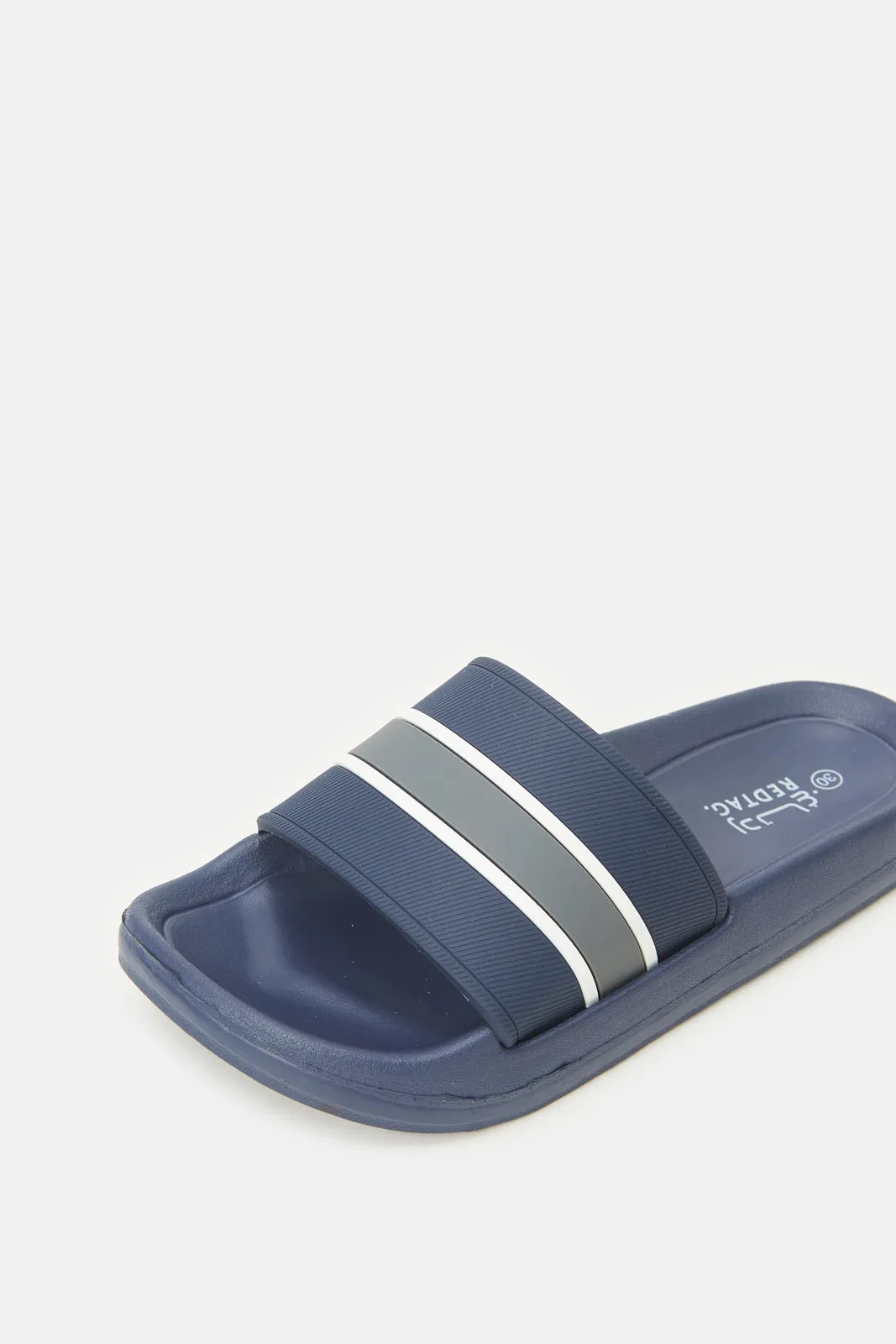 Boys Navy Striped Slide