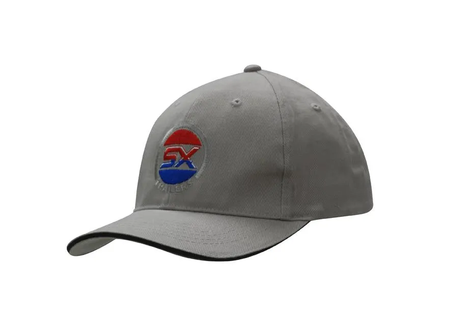 BRUSHED HEAVY COTTON CAP WITH SANDWICH TRIM