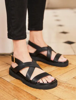 Caroline Vegan Recycled Grain Sandals | Black