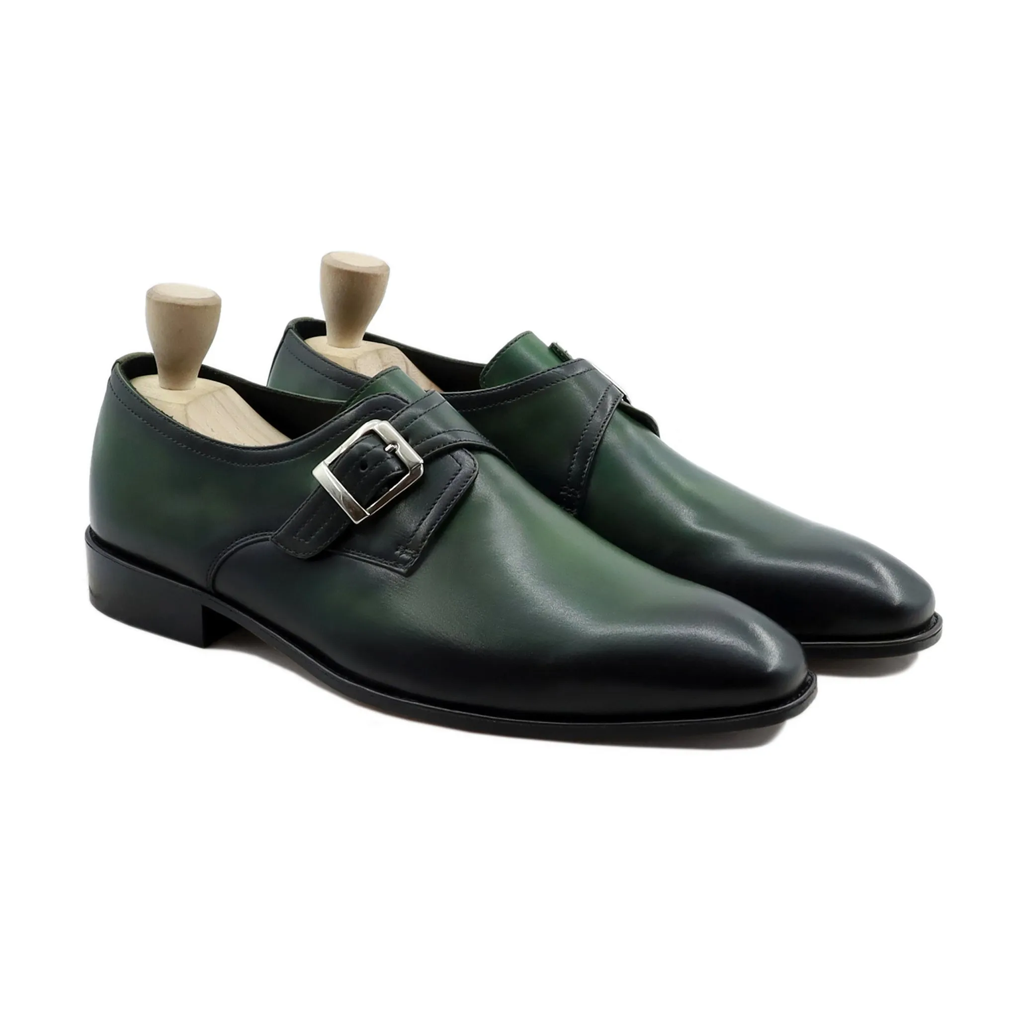 Coleus - Men's Burnished Green Calf Leather Single Monkstrap