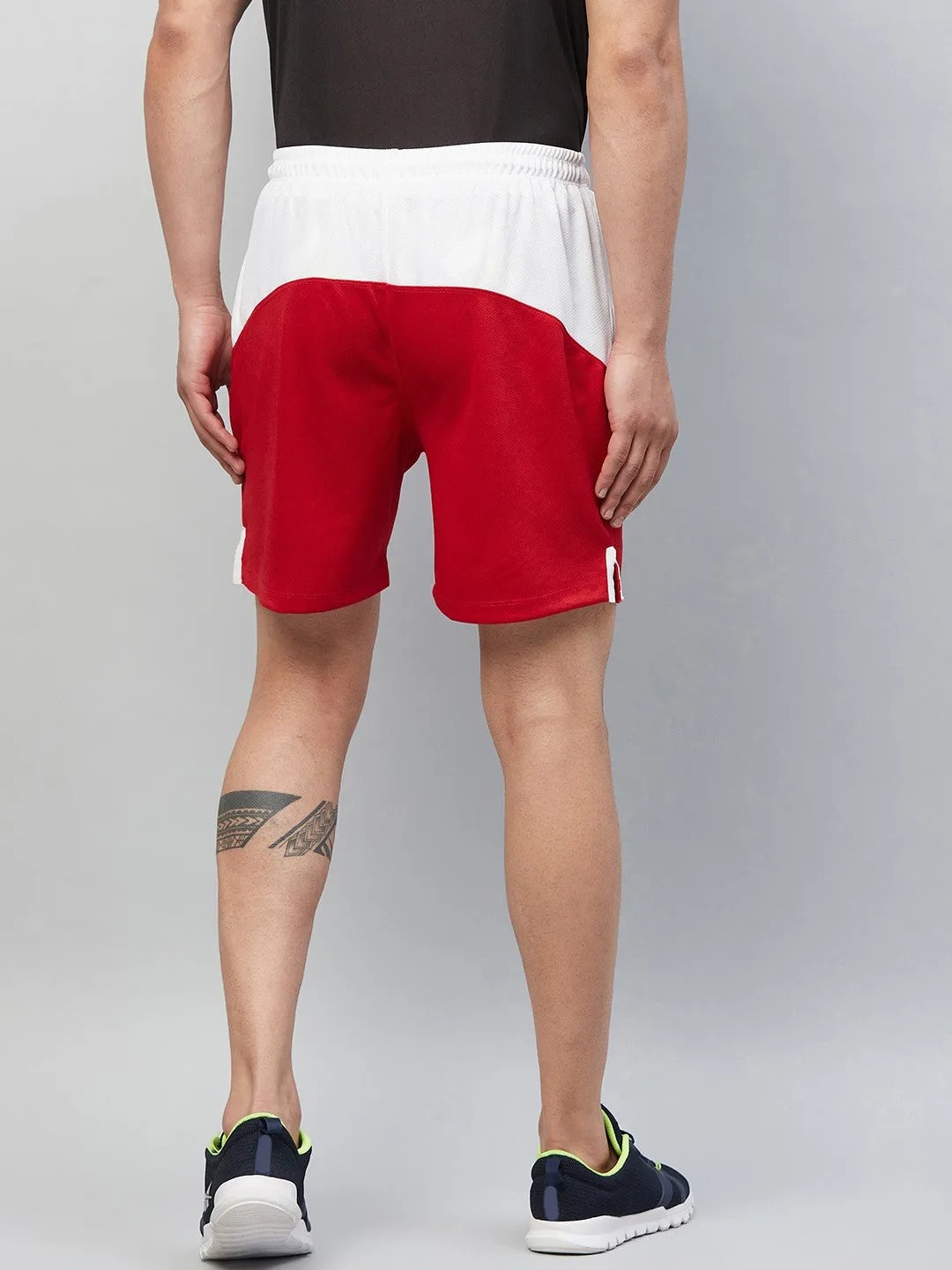 Colorblock Men Shorts (White Red) (Pack of 1)