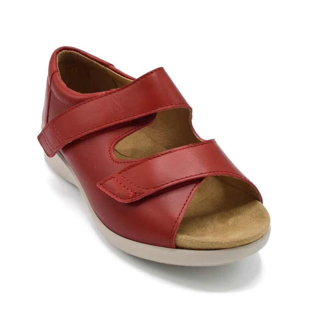 DB Bliss - Ladies Extra Wide Sandal - 6V(6E-8E) Fitting - Red