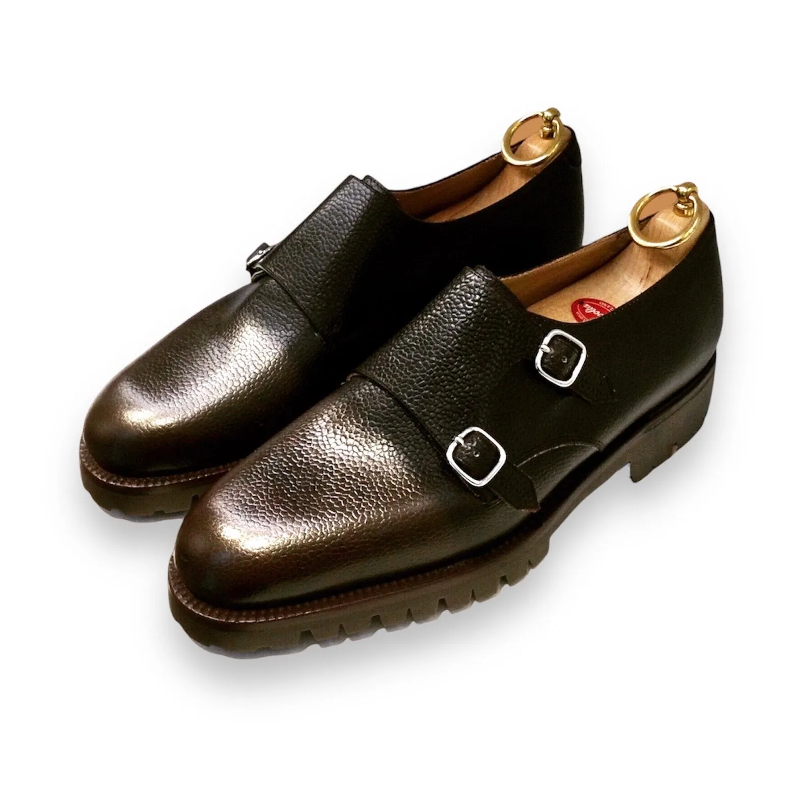 DERBY Double Buckle GRAIN CALF LEATHER TANK RUBBER SOLE