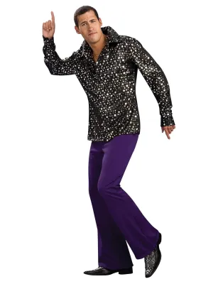 Disco Shirt Black with Silver Stars Costume - Buy Online Only