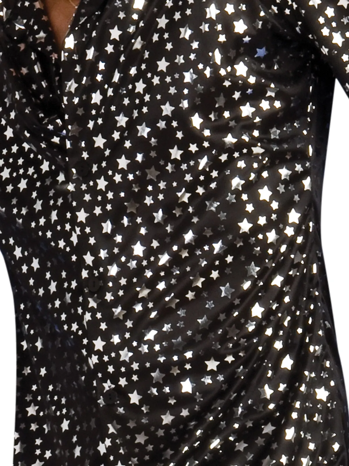 Disco Shirt for Adults - Black with Silver Stars