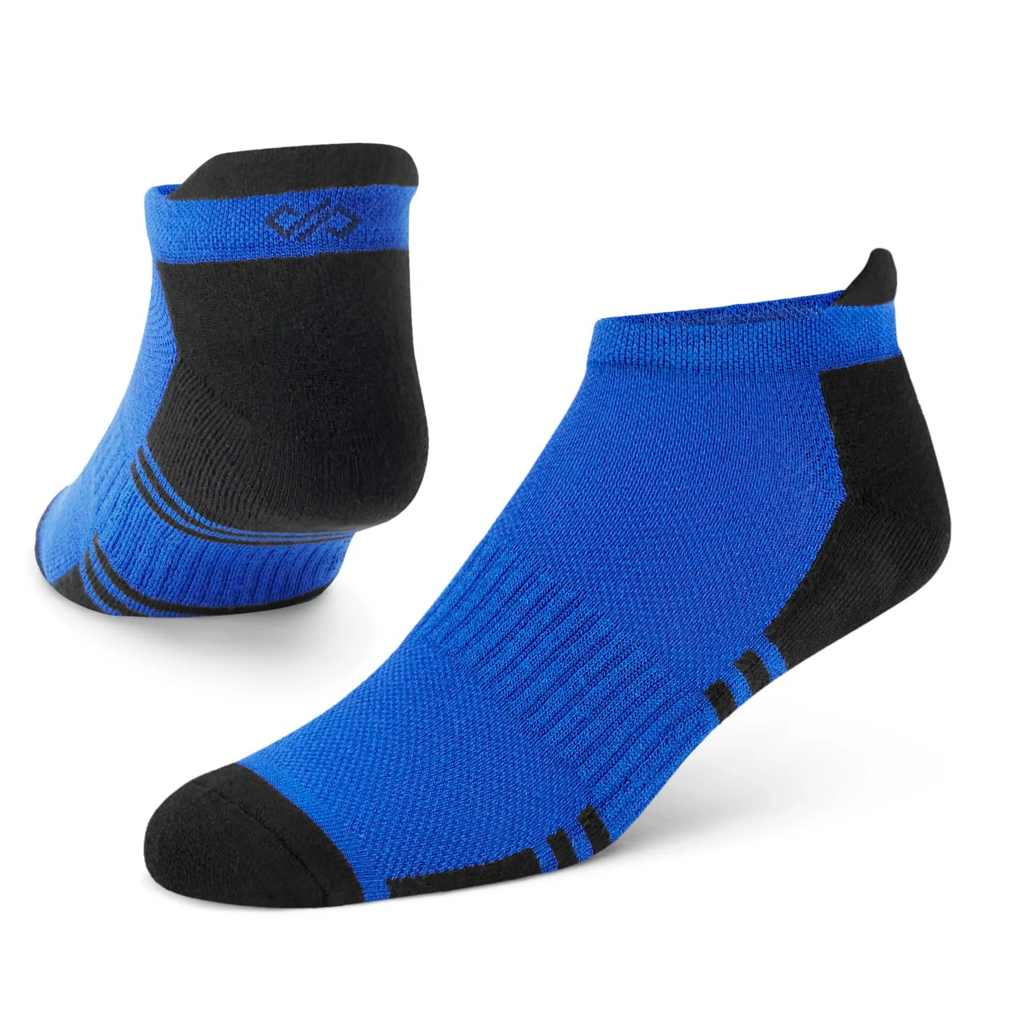 Dual Solid Blue/Black Bamboo Unisex Ankle Length Socks