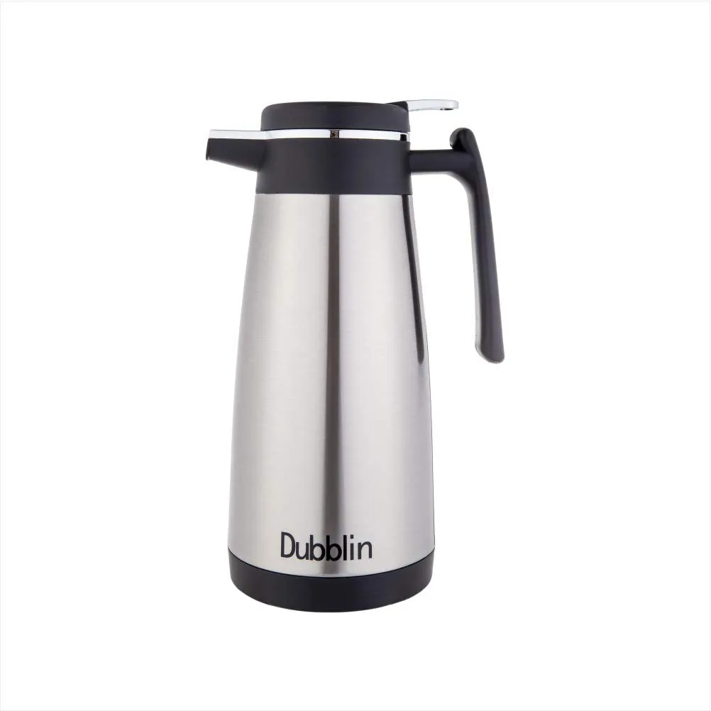 Dubblin Amaze Stainless Steel Kettle Double Wall Vacuum Insulated BPA Free, Thermos Flask Keeps Hot 12 Hours, Cold 12 Hours (Silver 2000 ML)