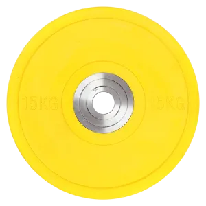 Durable 15KG Yellow PRO Olympic Rubber Bumper Weight Plate