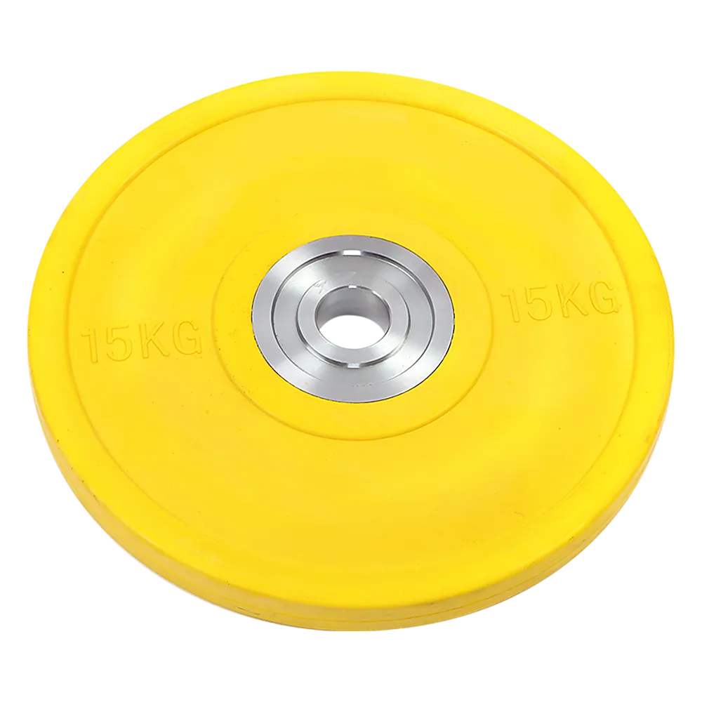 Durable 15KG Yellow PRO Olympic Rubber Bumper Weight Plate