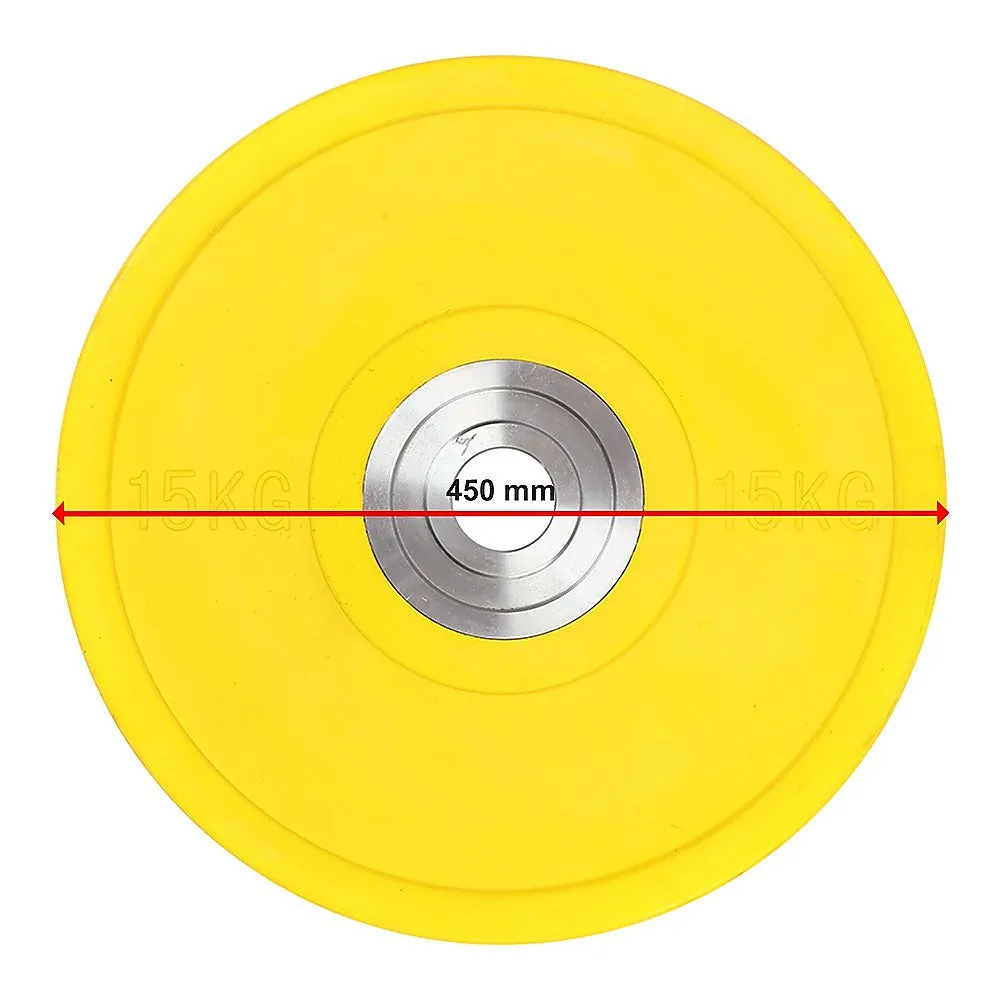 Durable 15KG Yellow PRO Olympic Rubber Bumper Weight Plate