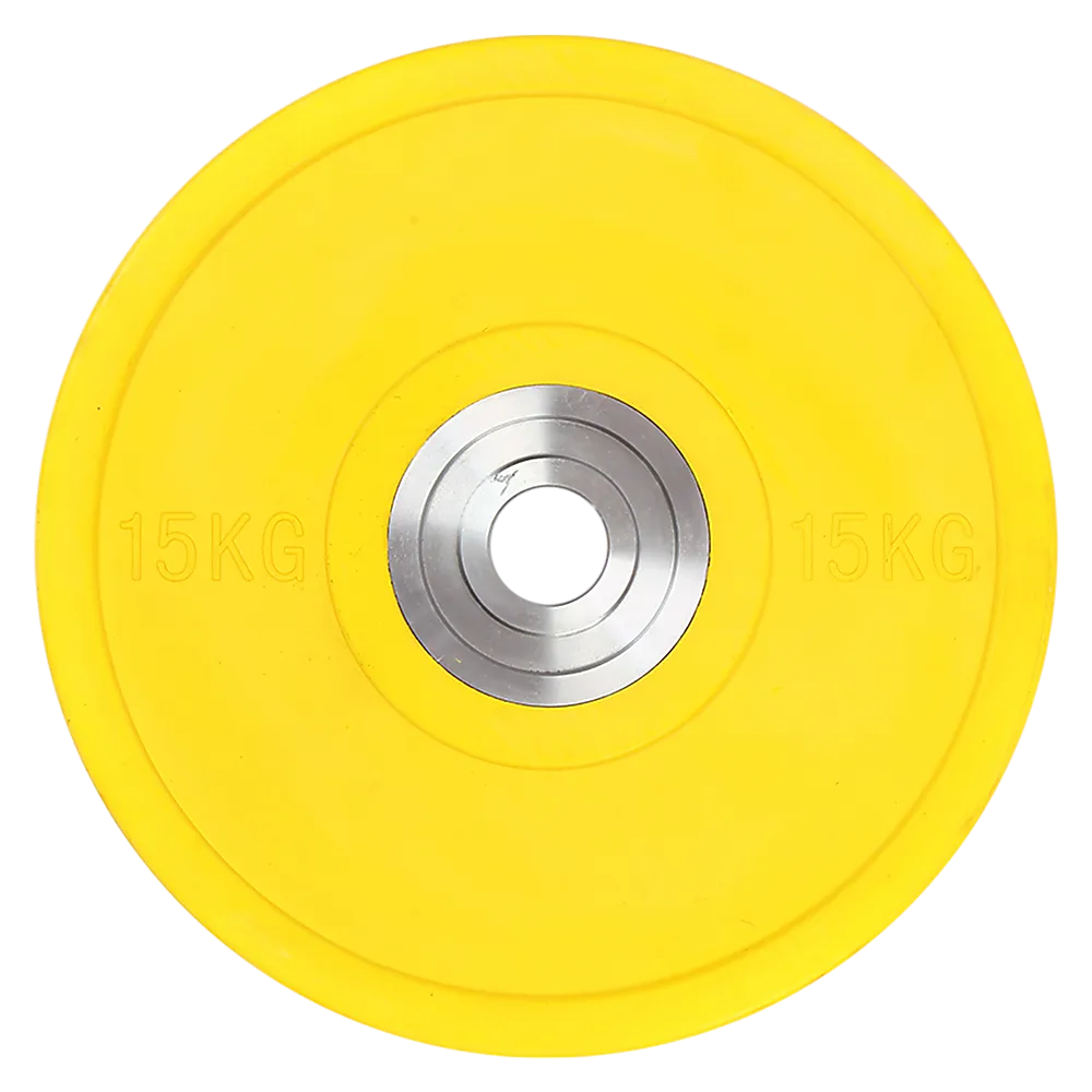 Durable 15KG Yellow PRO Olympic Rubber Bumper Weight Plate