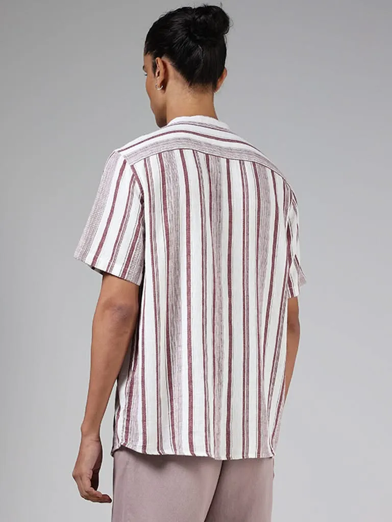 ETA Maroon & White Striped Cotton Resort-Fit Shirt