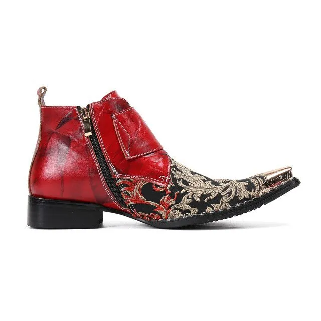 Exotic Metal Toe Western Party Leather Loafers