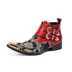 Exotic Metal Toe Western Party Leather Loafers