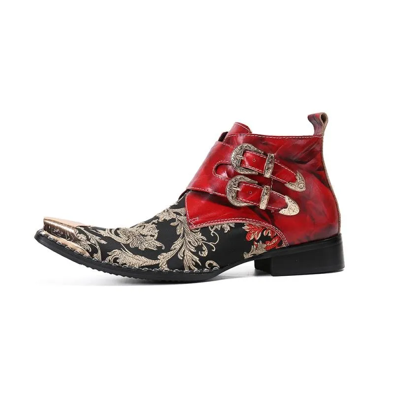 Exotic Metal Toe Western Party Leather Loafers