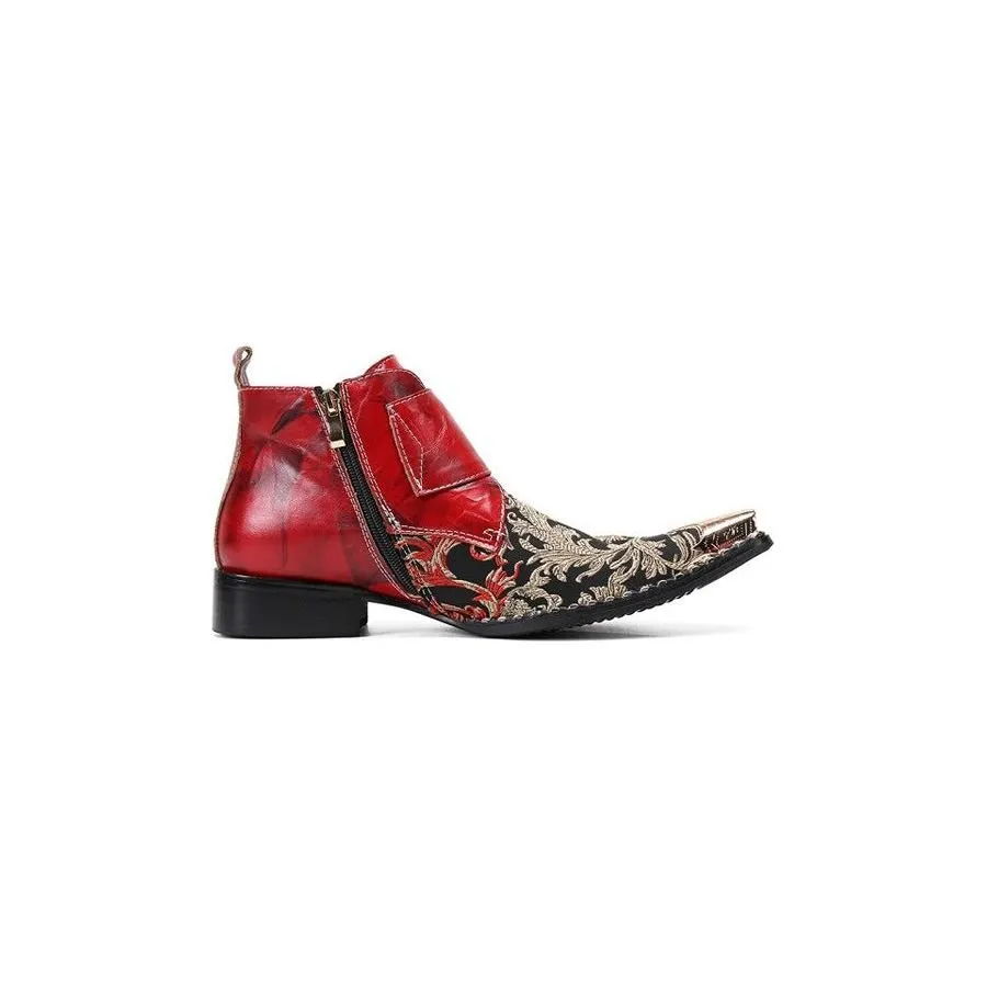 Exotic Metal Toe Western Party Leather Loafers