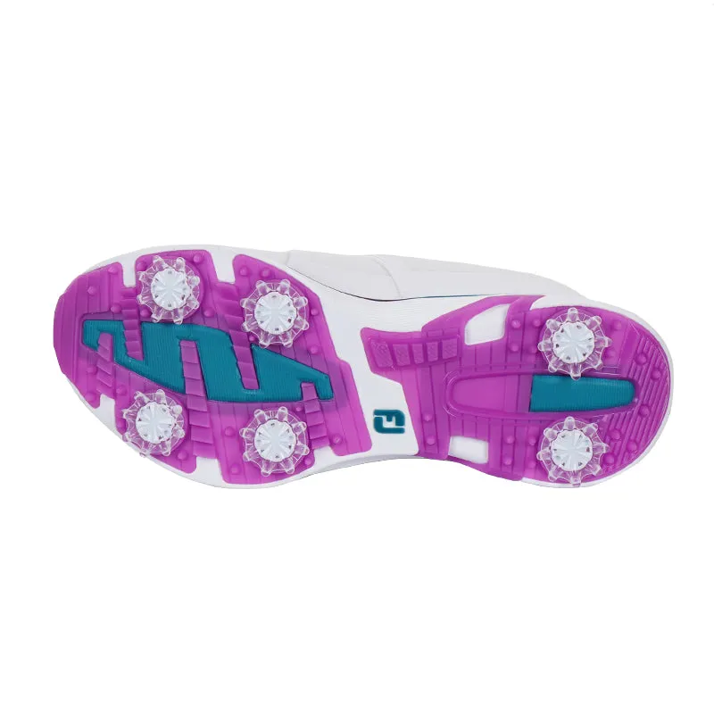 FOOTJOY Hyperflex Women's BOA Spiked Shoes (White/Purple/Teal)