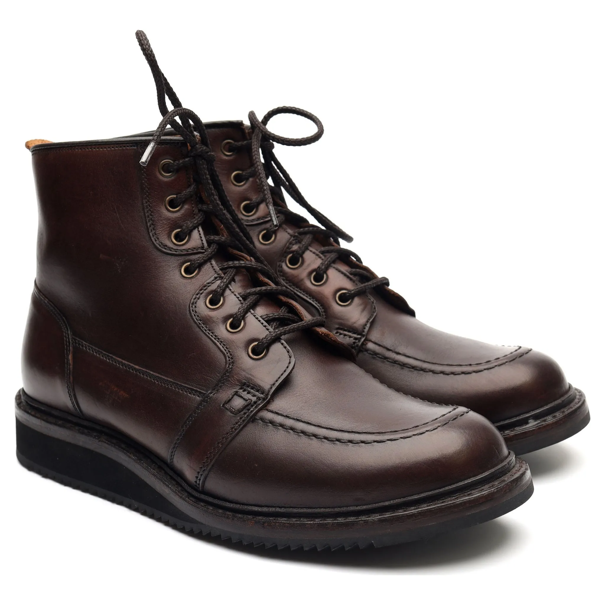 'Gateshead' Brown Leather Apron Boots UK 6 F