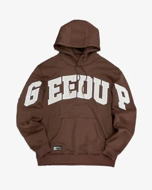 GEEDUP TEAM LOGO HOODIE BROWN WHITE