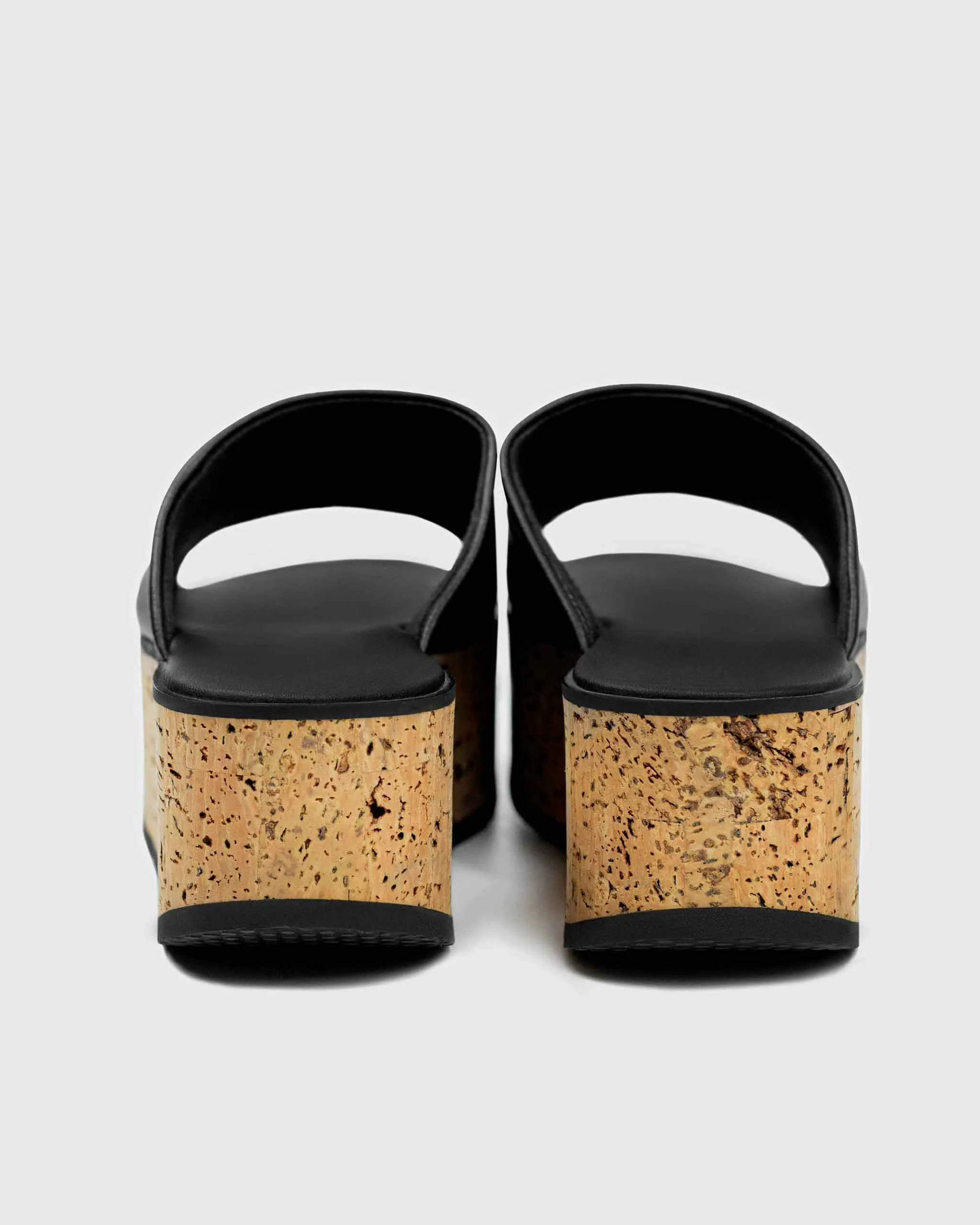 Geigi Grape Leather Cork Platform Vegan Sandals | Black