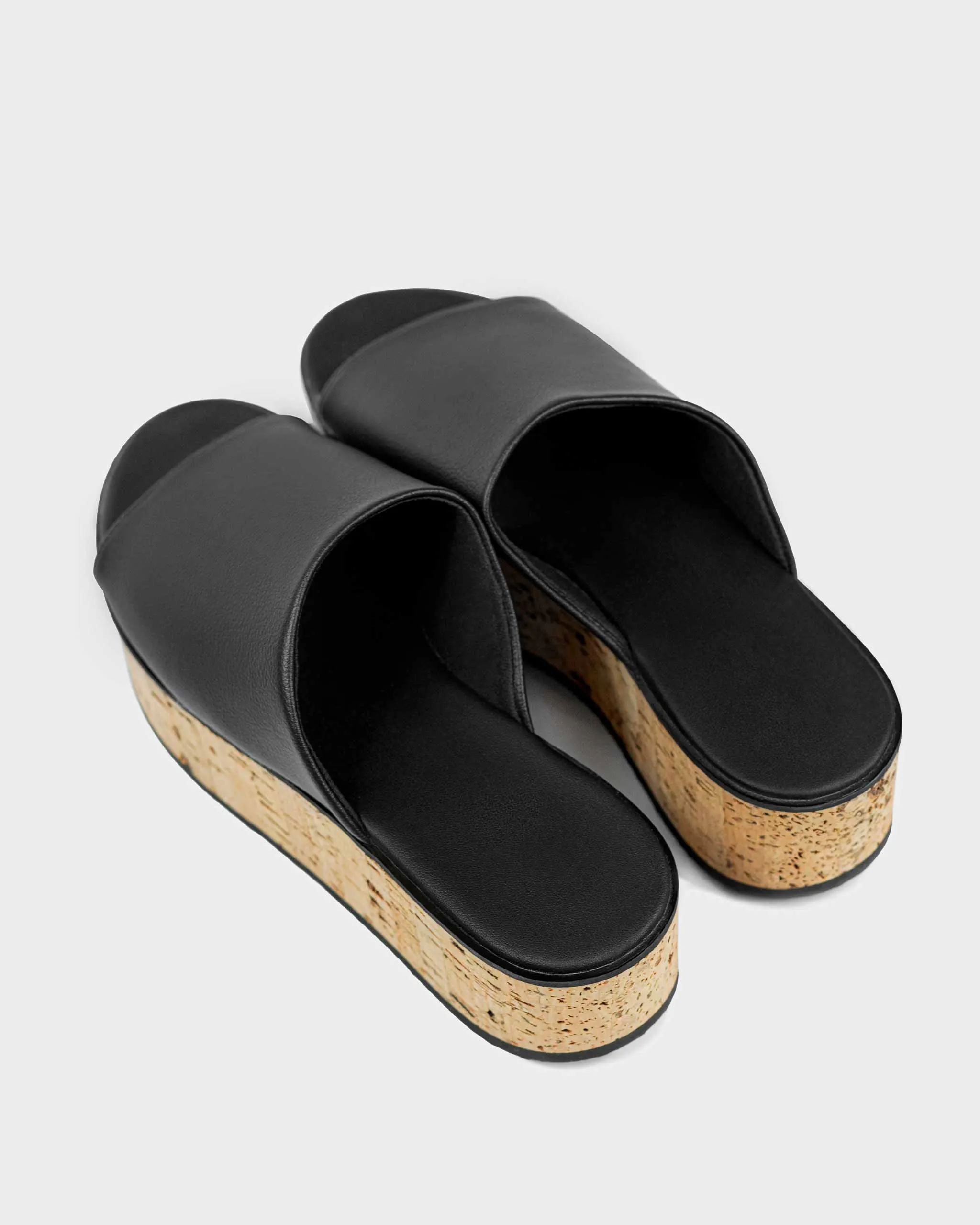 Geigi Grape Leather Cork Platform Vegan Sandals | Black