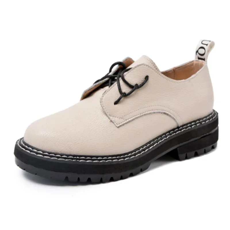 Genuine Leather Wild Thick British Style Oxford Student Shoes