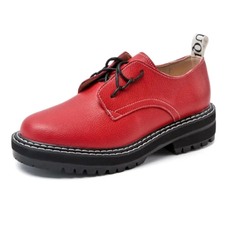 Genuine Leather Wild Thick British Style Oxford Student Shoes