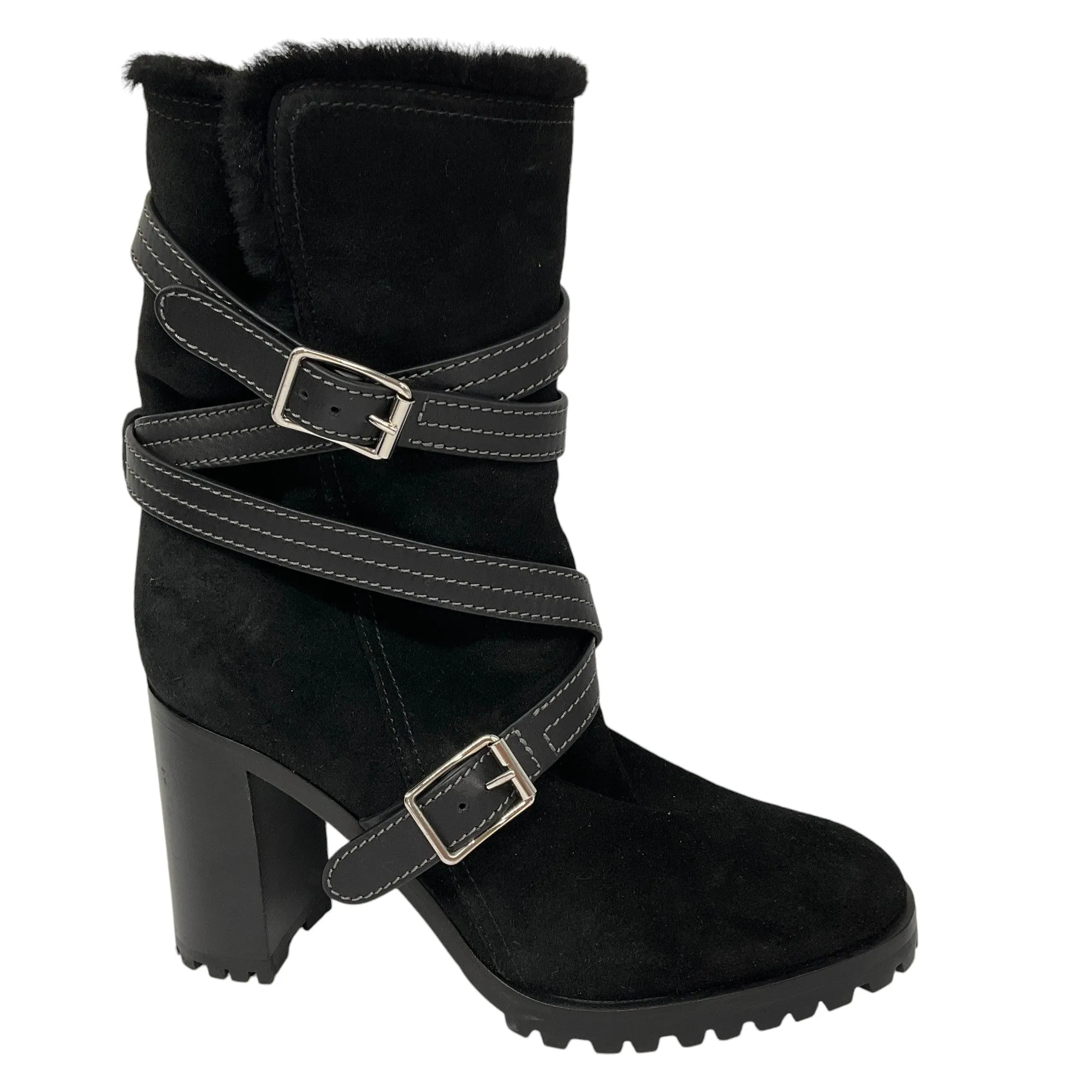 Gianvito Rossi Black Shearling Lined Suede Boots