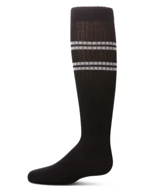 Girls' Ribbed Athletic Stripe Knee High Socks