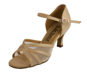 Go Go Dance Shoes, 4073, Tan Leather-Mesh, 2.5” Heel