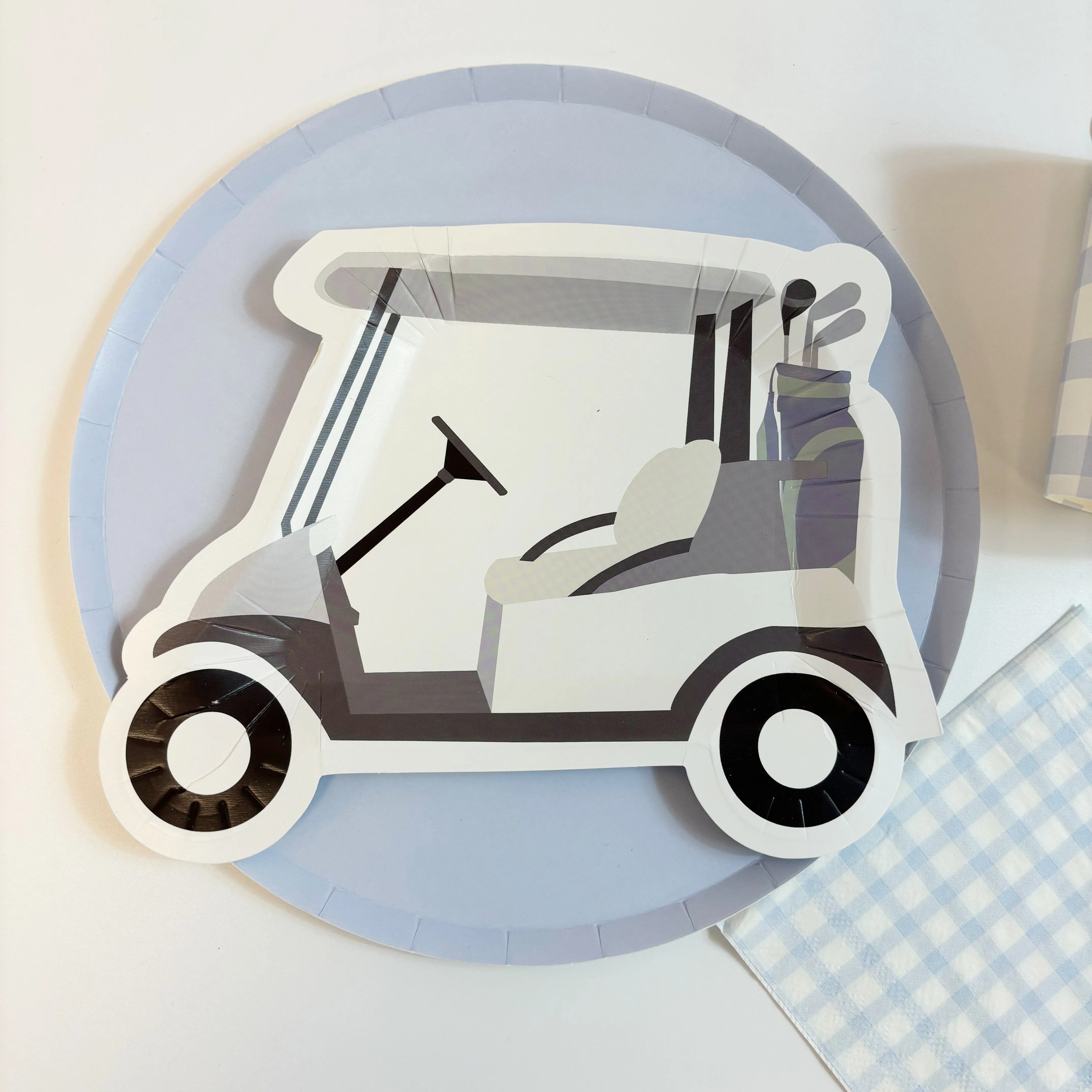 Golf Cart Shaped Paper Party Plates (Pack of 12)